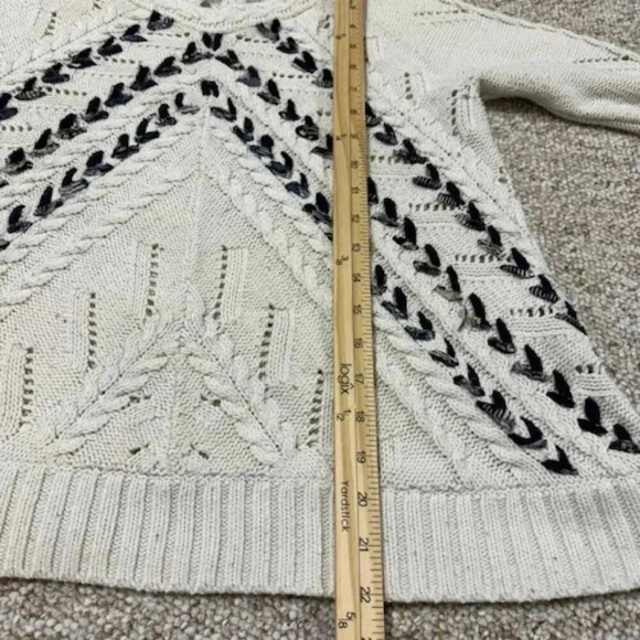 Knitted & Knotted Ribboned Cables Sweater Medium Cable Knit Ribbon Anthropologie - Picture 9 of 11